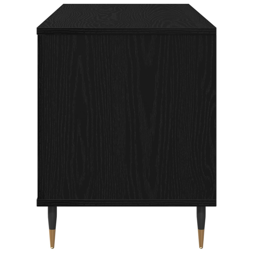 Produktbild för Skivskåp med hylla Svart Ek 100 x 38 x 48 cm Konstruerat trä