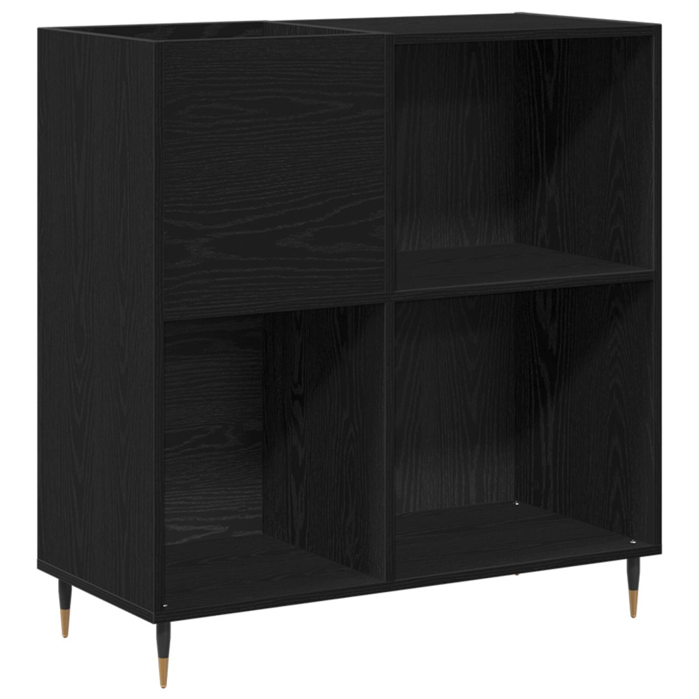 Produktbild för Skivskåp med hylla Svart Ek 85 x 38 x 89 cm Konstruerat trä