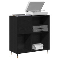 Produktbild för Skivskåp med hylla Svart Ek 85 x 38 x 89 cm Konstruerat trä