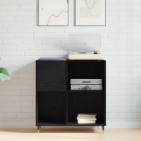 Produktbild för Skivskåp med hylla Svart Ek 85 x 38 x 89 cm Konstruerat trä