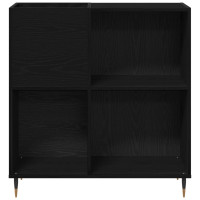 Produktbild för Skivskåp med hylla Svart Ek 85 x 38 x 89 cm Konstruerat trä