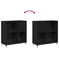 Produktbild för Skivskåp med hylla Svart Ek 85 x 38 x 89 cm Konstruerat trä