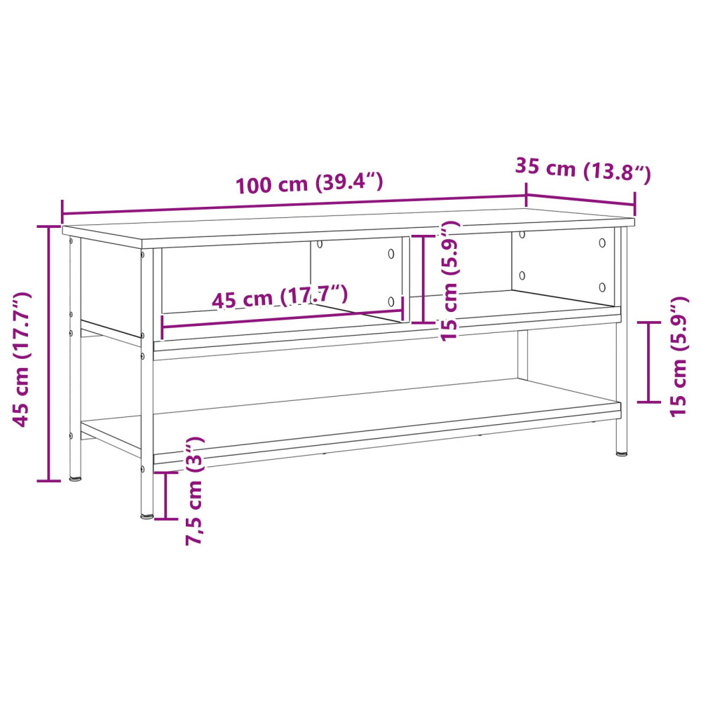 Produktbild för TV-bänkset Gammalt trä 100 x 35 x 45 cm Konstruerat trä