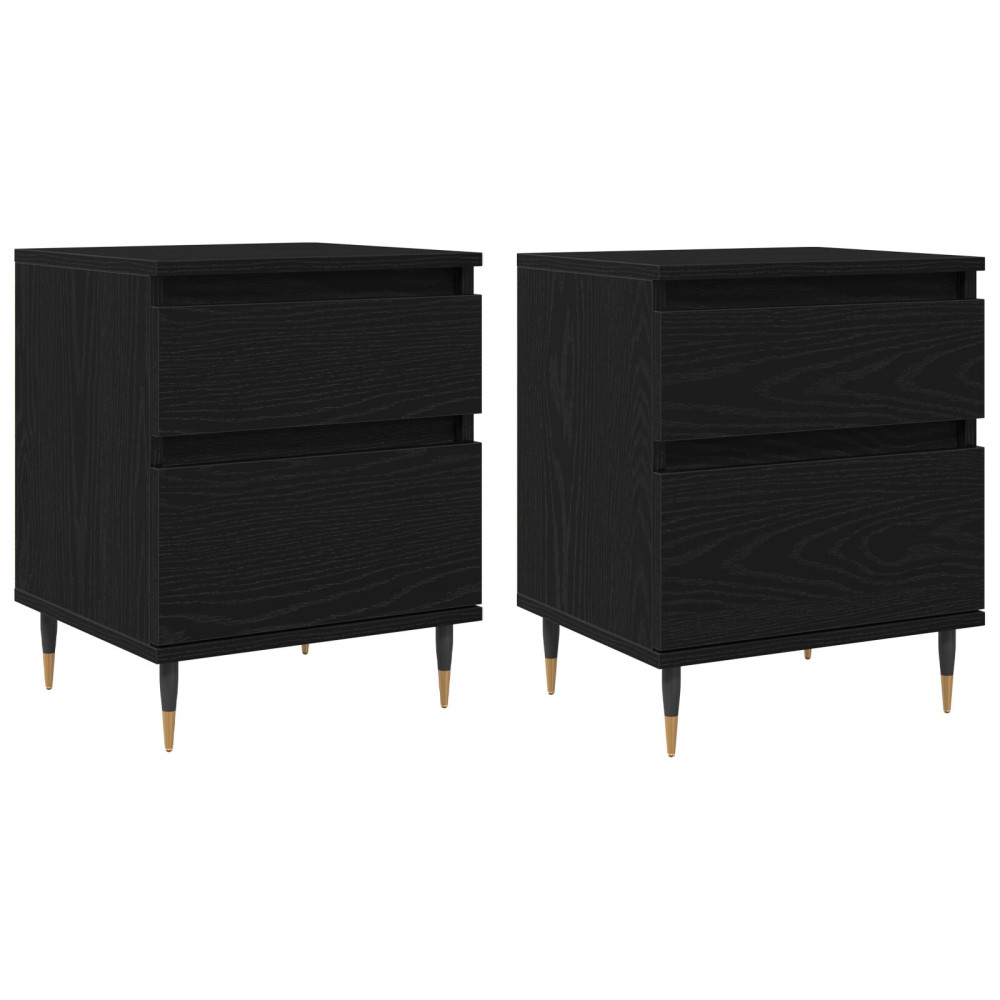 Produktbild för Nattduksbord 2 pcs Svart Ek 40 x 35 x 50 cm Konstruerat trä