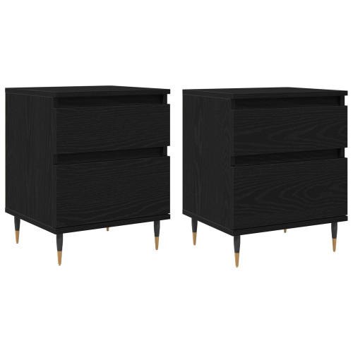 vidaXL Nattduksbord 2 pcs Svart Ek 40 x 35 x 50 cm Konstruerat trä