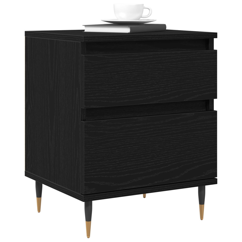 Produktbild för Nattduksbord 2 pcs Svart Ek 40 x 35 x 50 cm Konstruerat trä