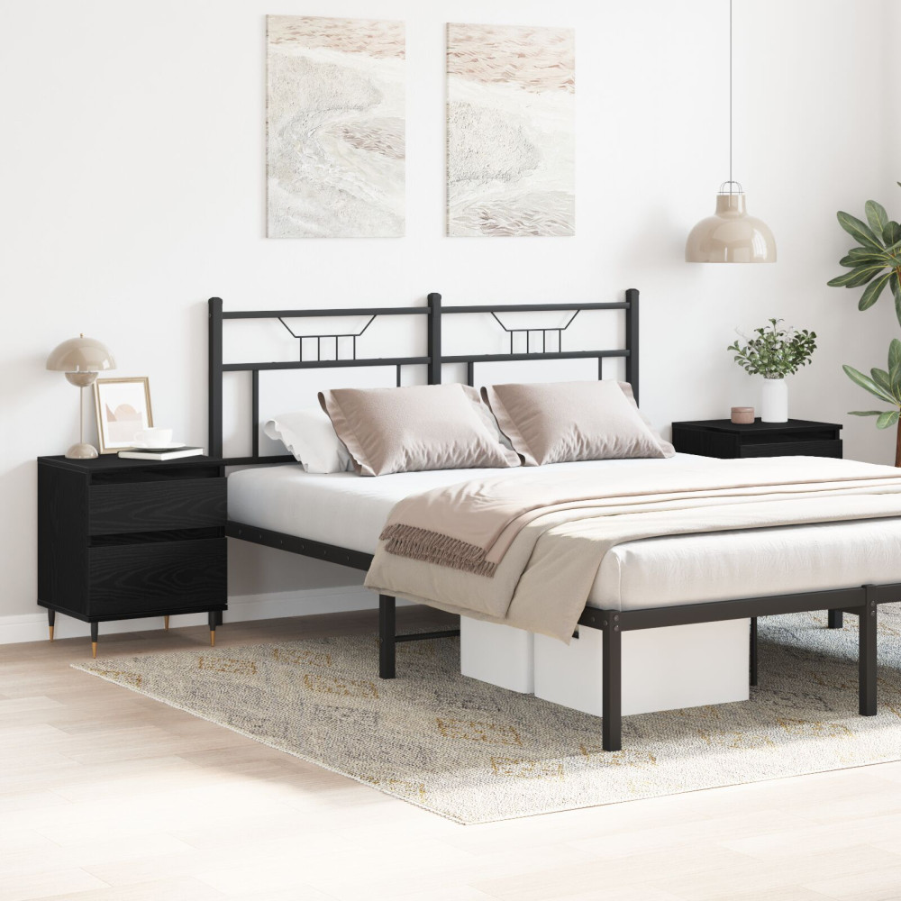 Produktbild för Nattduksbord 2 pcs Svart Ek 40 x 35 x 50 cm Konstruerat trä