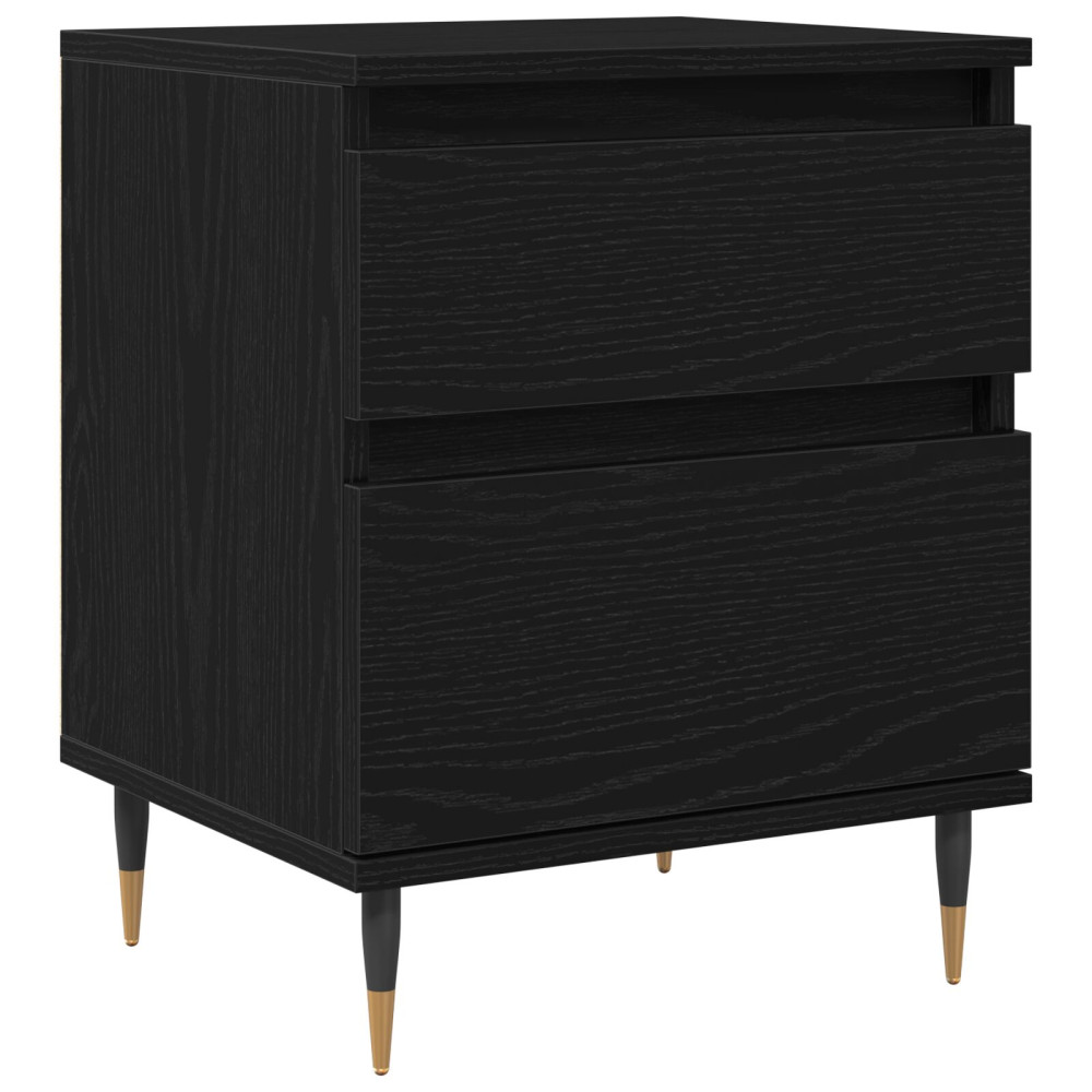 Produktbild för Nattduksbord 2 pcs Svart Ek 40 x 35 x 50 cm Konstruerat trä