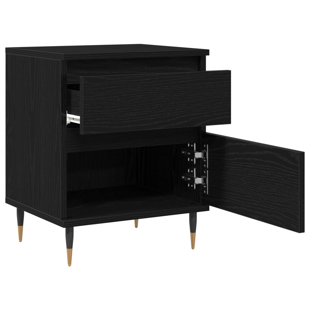 Produktbild för Nattduksbord 2 pcs Svart Ek 40 x 35 x 50 cm Konstruerat trä