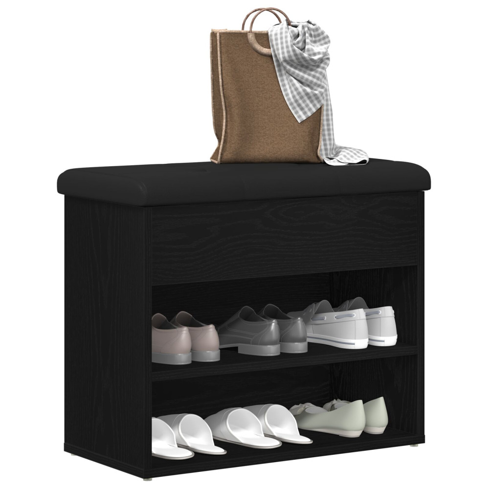 Produktbild för Förvaringsbänk Svart Ek 62 x 32 x 50 cm Konstruerat trä