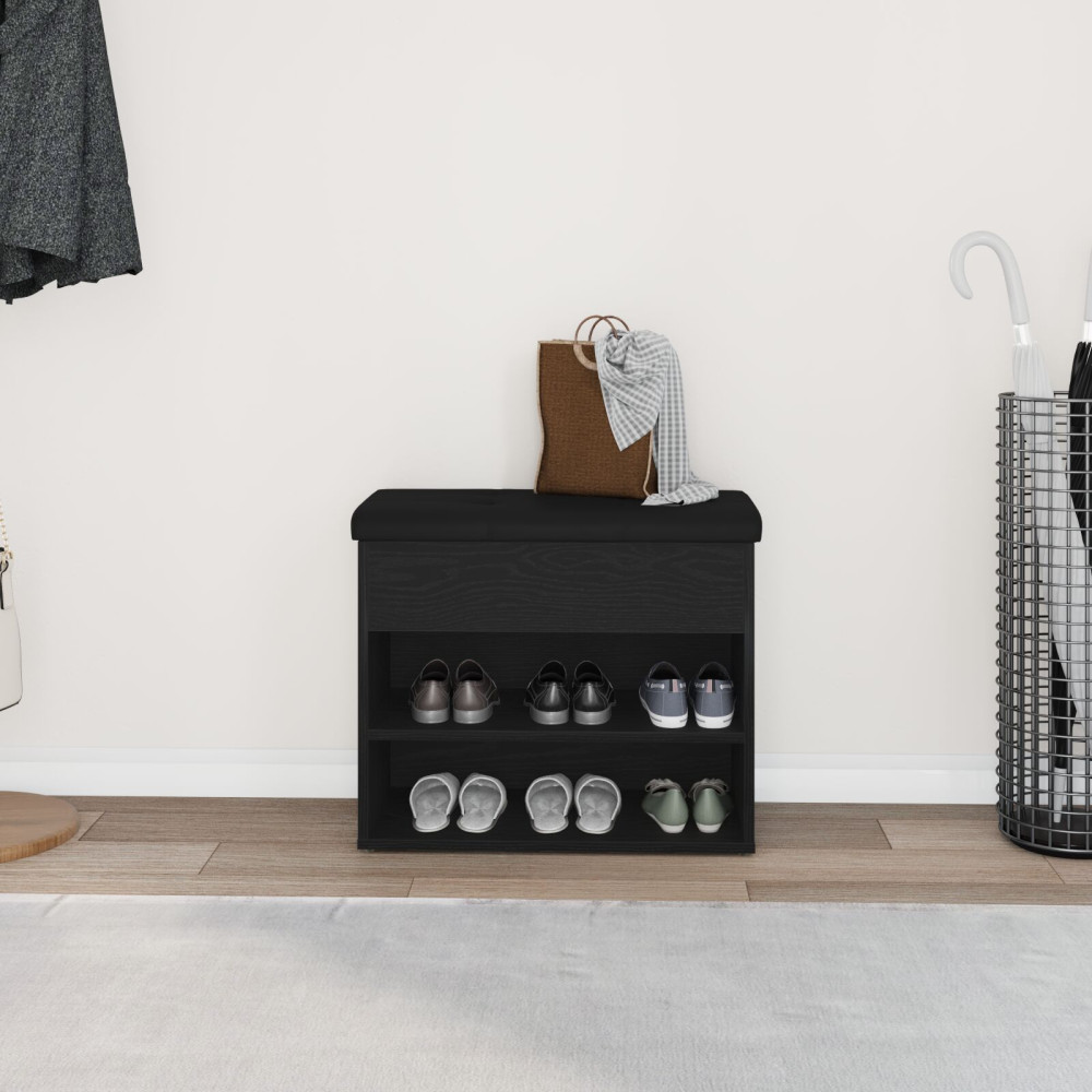 Produktbild för Förvaringsbänk Svart Ek 62 x 32 x 50 cm Konstruerat trä