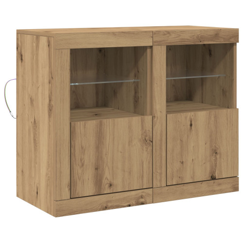 vidaXL LED-sido bord 2 pcs Artisan Ek 41 x 37 x 67 cm Konstruerat trä