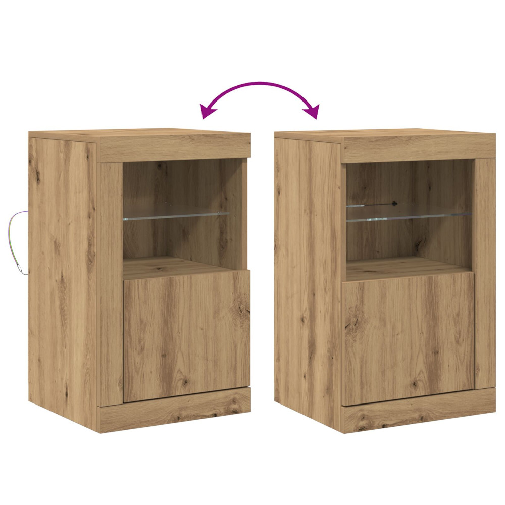 Produktbild för LED-sido bord 2 pcs Artisan Ek 41 x 37 x 67 cm Konstruerat trä