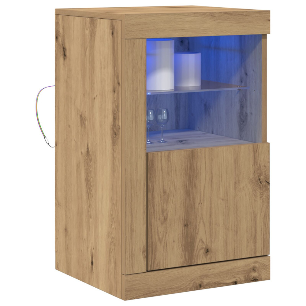 Produktbild för LED-sido bord 2 pcs Artisan Ek 41 x 37 x 67 cm Konstruerat trä