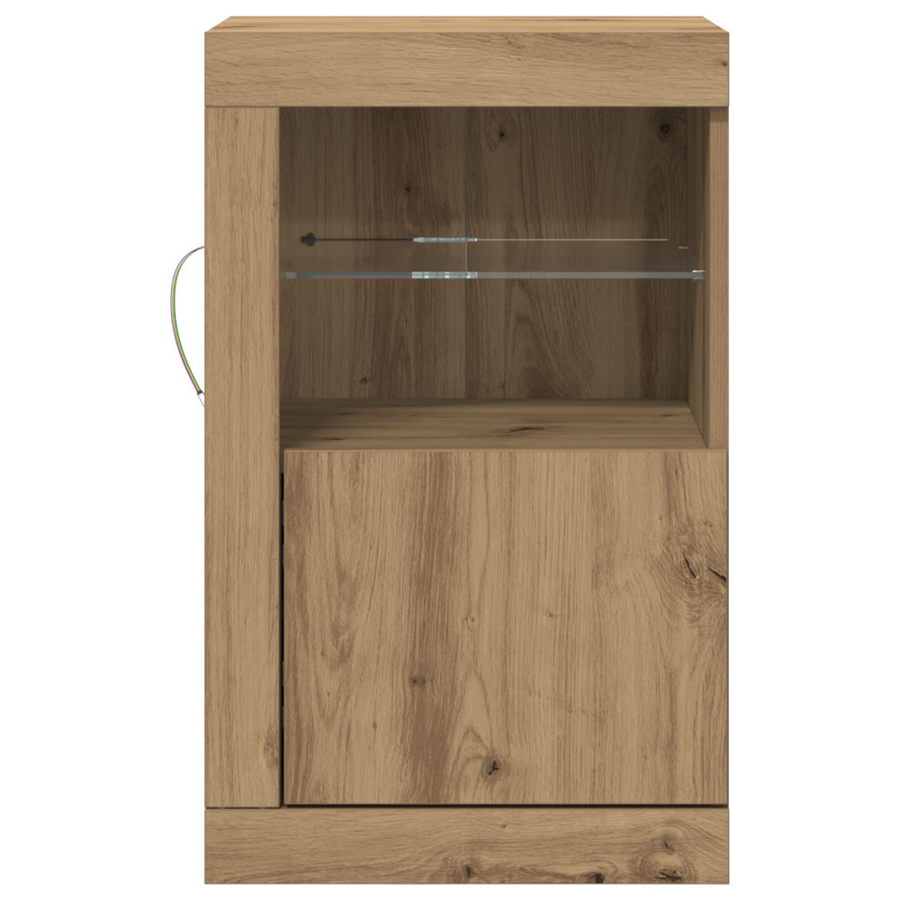 Produktbild för LED-sido bord 2 pcs Artisan Ek 41 x 37 x 67 cm Konstruerat trä