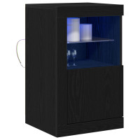 Produktbild för LED-sido bord 2 pcs Svart Ek 41 x 37 x 67 cm Konstruerat trä