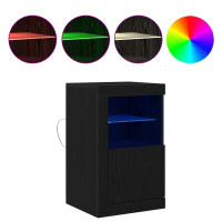 Produktbild för LED-sido bord 2 pcs Svart Ek 41 x 37 x 67 cm Konstruerat trä