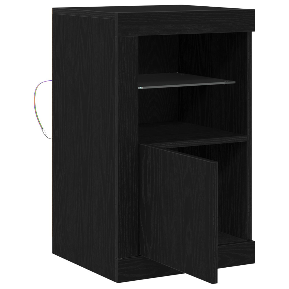 Produktbild för LED-sido bord 2 pcs Svart Ek 41 x 37 x 67 cm Konstruerat trä