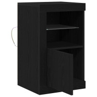 Produktbild för LED-sido bord 2 pcs Svart Ek 41 x 37 x 67 cm Konstruerat trä