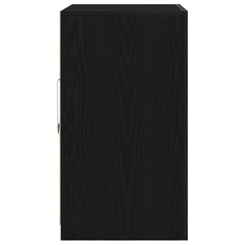 Produktbild för LED-sido bord 2 pcs Svart Ek 41 x 37 x 67 cm Konstruerat trä