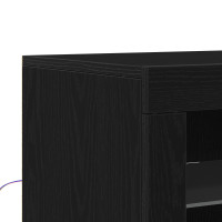 Produktbild för LED-sido bord 2 pcs Svart Ek 41 x 37 x 67 cm Konstruerat trä
