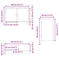 Produktbild för Badrumsskåp med handfat med lagring Svart Ek 80 x 30 x 60 cm