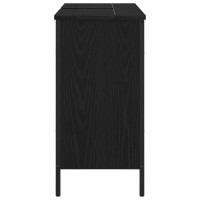 Produktbild för Badrumsskåp med handfat med lagring Svart Ek 80 x 30 x 60 cm