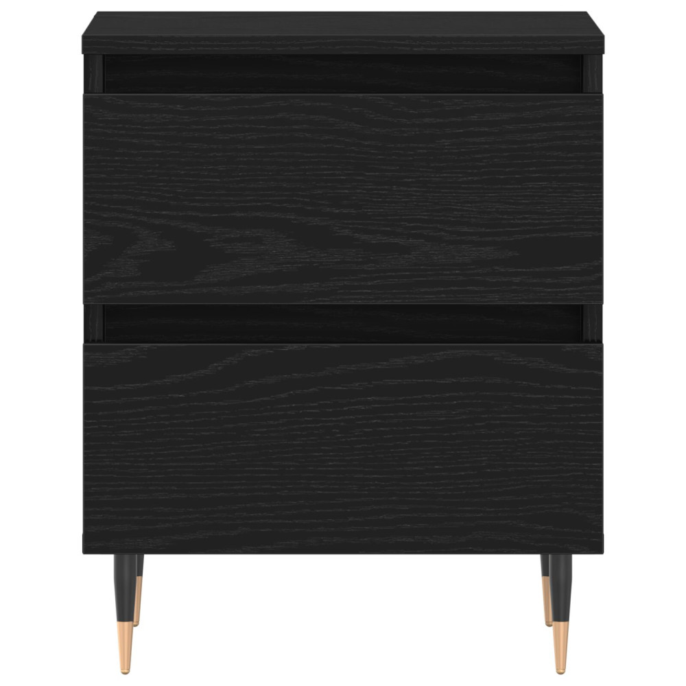 Produktbild för Nattduksbord med låda Svart Ek 40 x 35 x 50 cm Konstruerat trä
