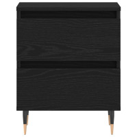 Produktbild för Nattduksbord med låda Svart Ek 40 x 35 x 50 cm Konstruerat trä