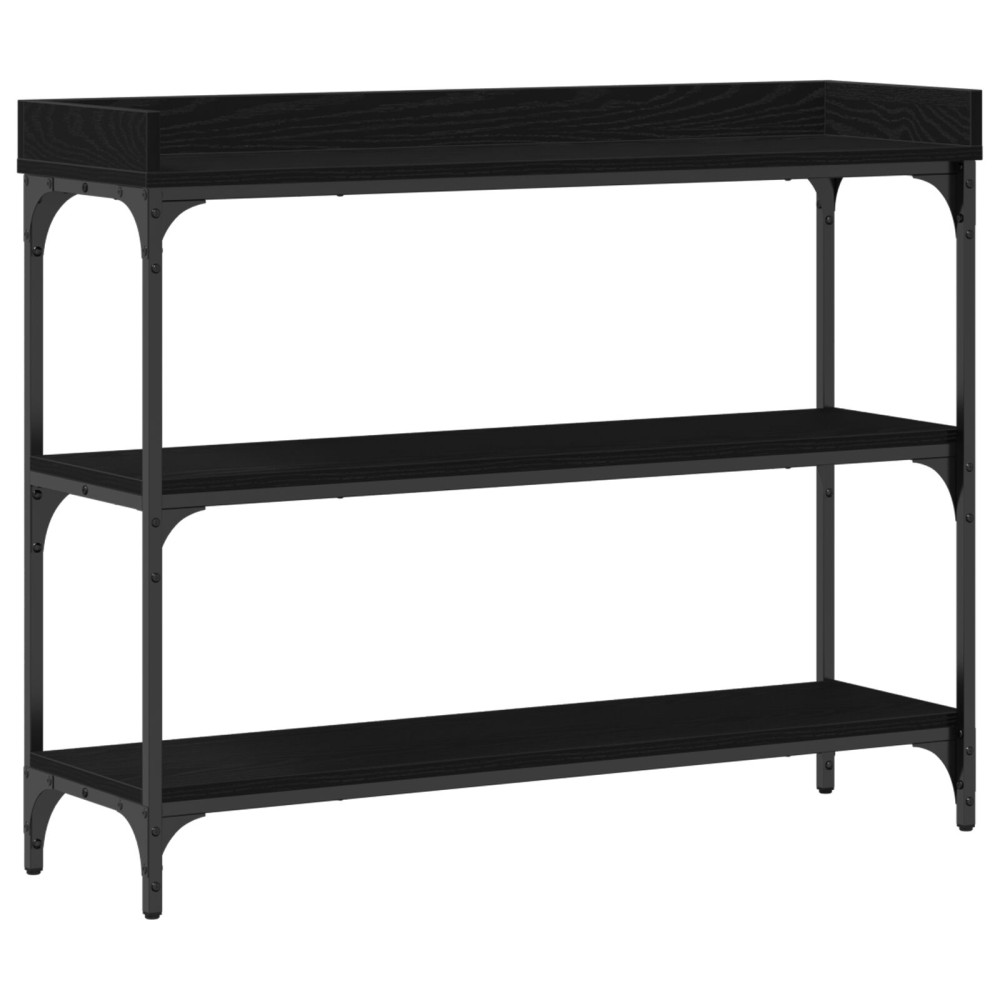 Produktbild för Konsolbord med hylla med lagring Svart ek 100 x 30 x 80 cm