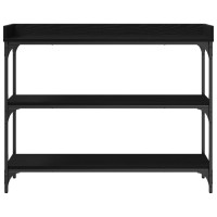Produktbild för Konsolbord med hylla med lagring Svart ek 100 x 30 x 80 cm