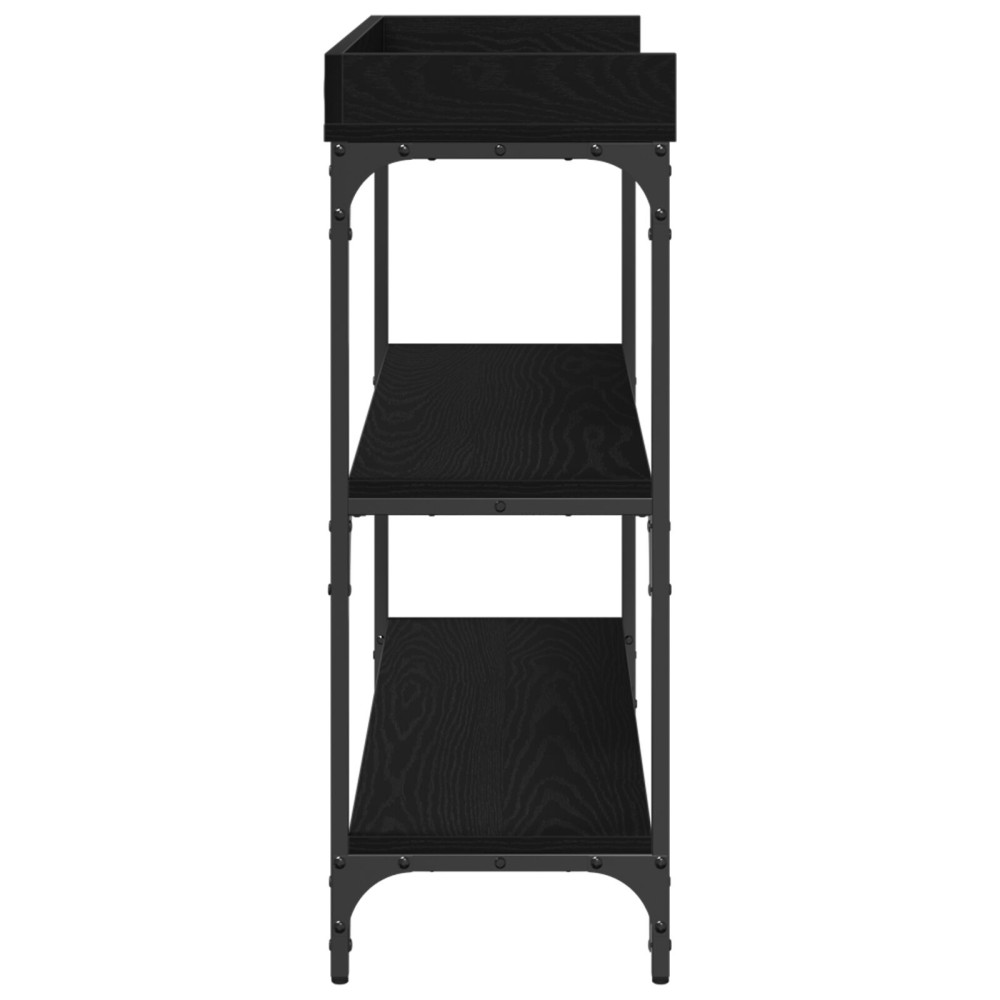 Produktbild för Konsolbord med hylla med lagring Svart ek 100 x 30 x 80 cm