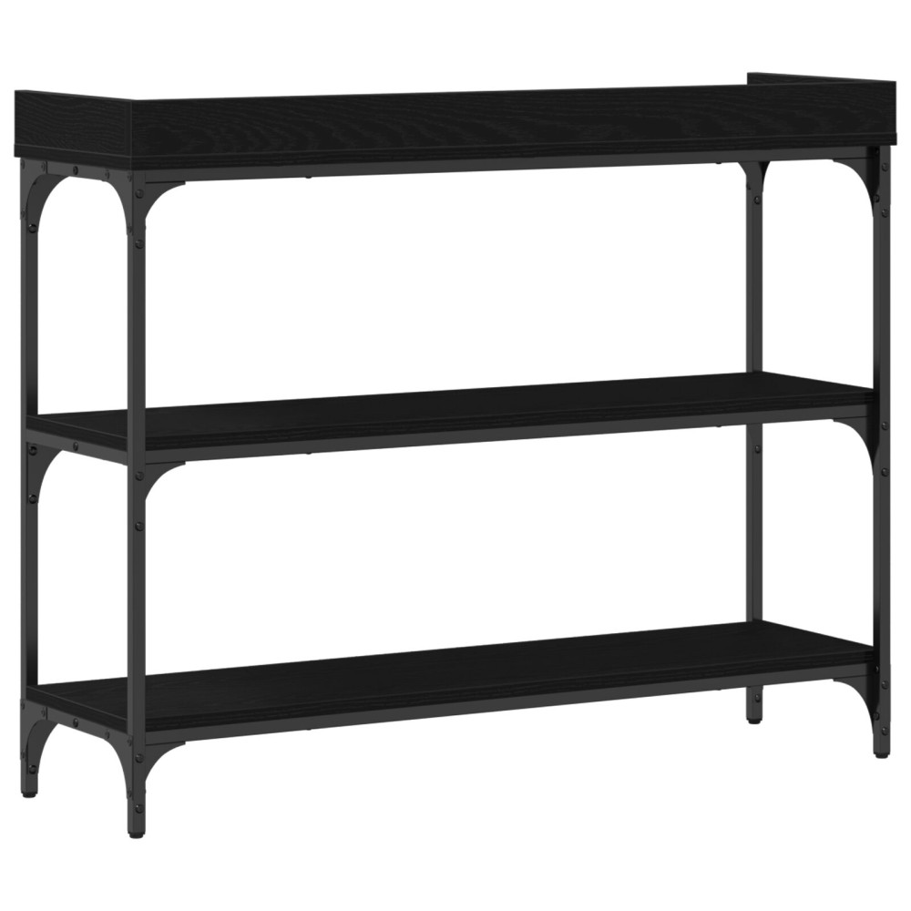 Produktbild för Konsolbord med hylla med lagring Svart ek 100 x 30 x 80 cm