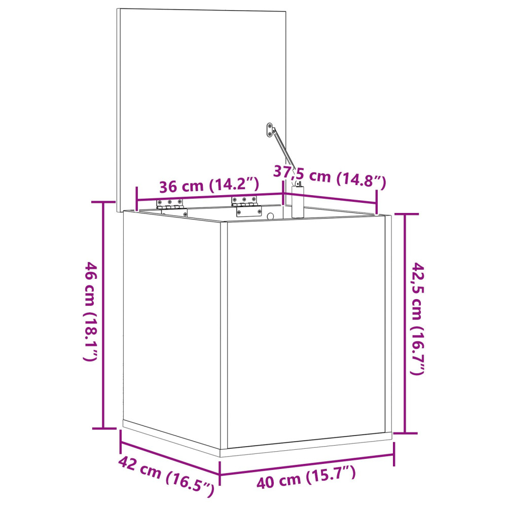 Produktbild för Förvaringslåda Gammalt trä 40 x 42 x 46 cm Konstruerat trä
