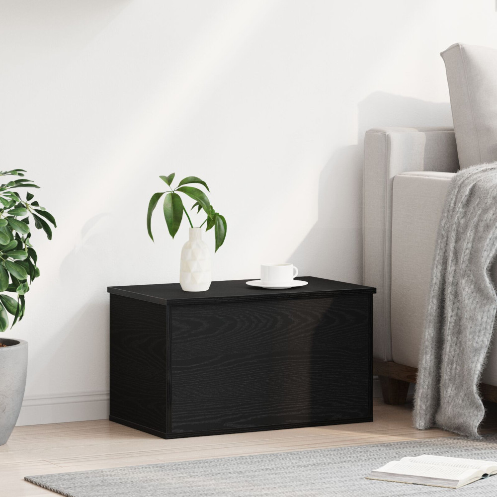 Produktbild för Förvaringslåda Svart Ek 60 x 35 x 35 cm Konstruerat trä