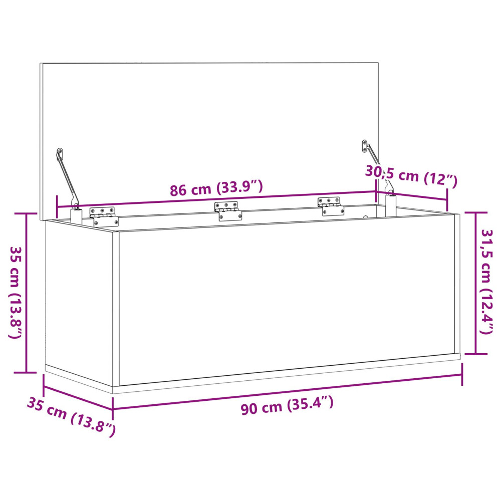 Produktbild för Förvaringslåda Artisan Ek 90 x 35 x 35 cm Konstruerat trä