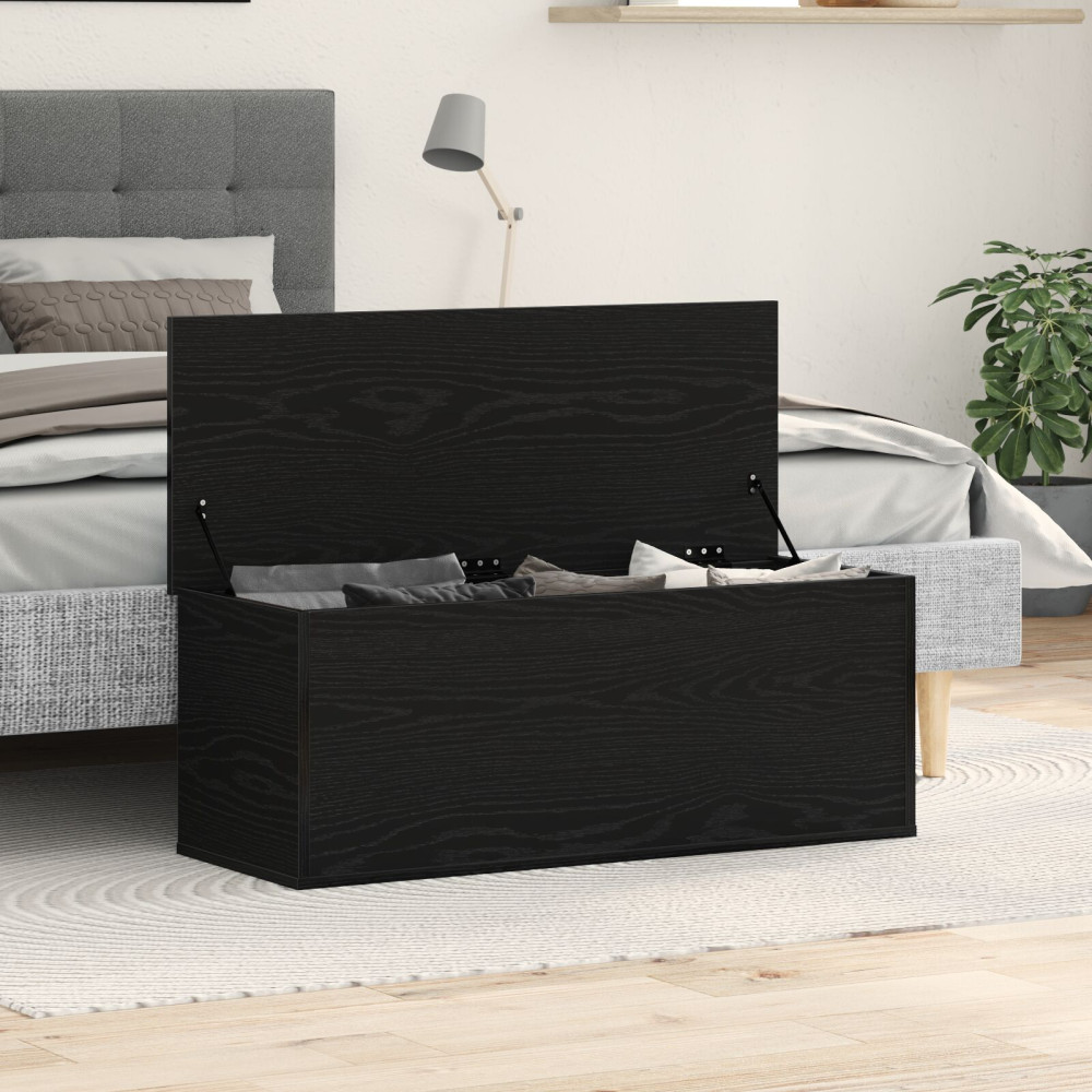Produktbild för Förvaringslåda Svart Ek 90 x 35 x 35 cm Konstruerat trä