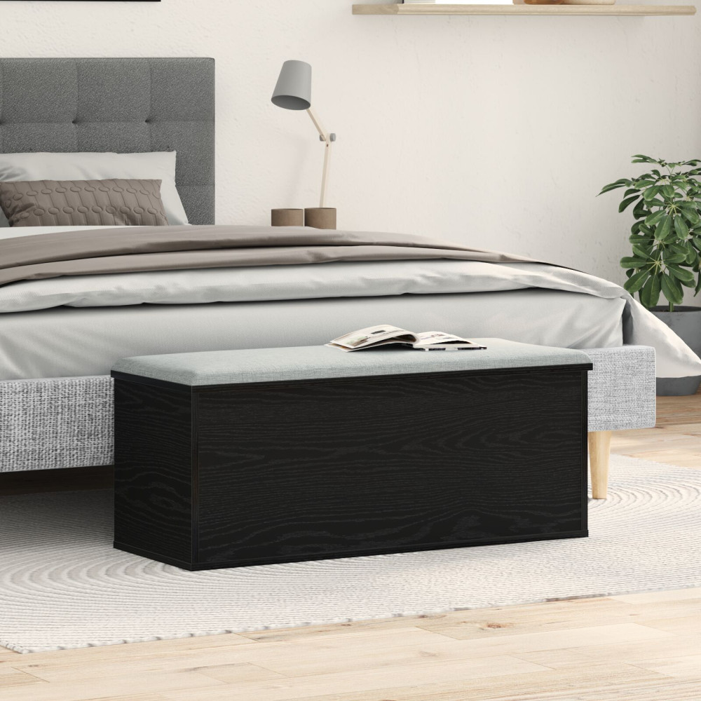 Produktbild för Förvaringslåda Svart Ek 102 x 35 x 35 cm Konstruerat trä
