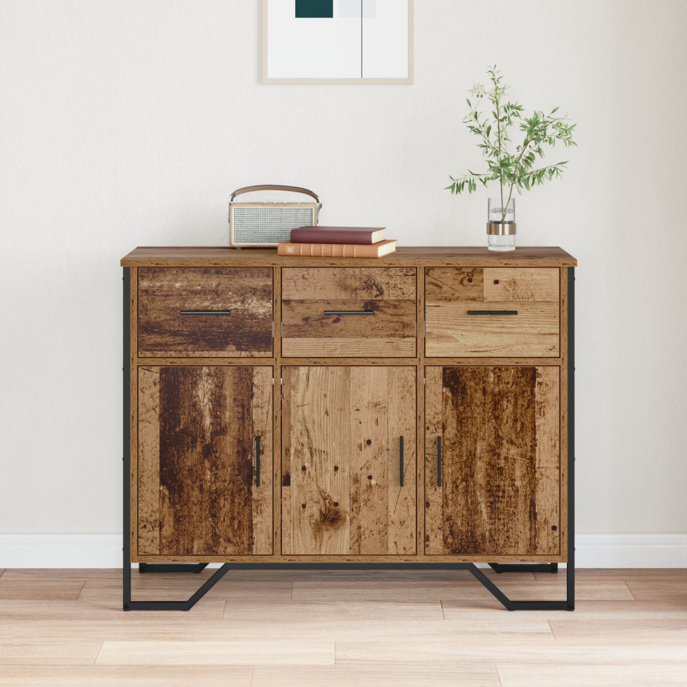 Produktbild för Sideboard med låda Gammalt trä 97 x 32,5 x 74,5 cm