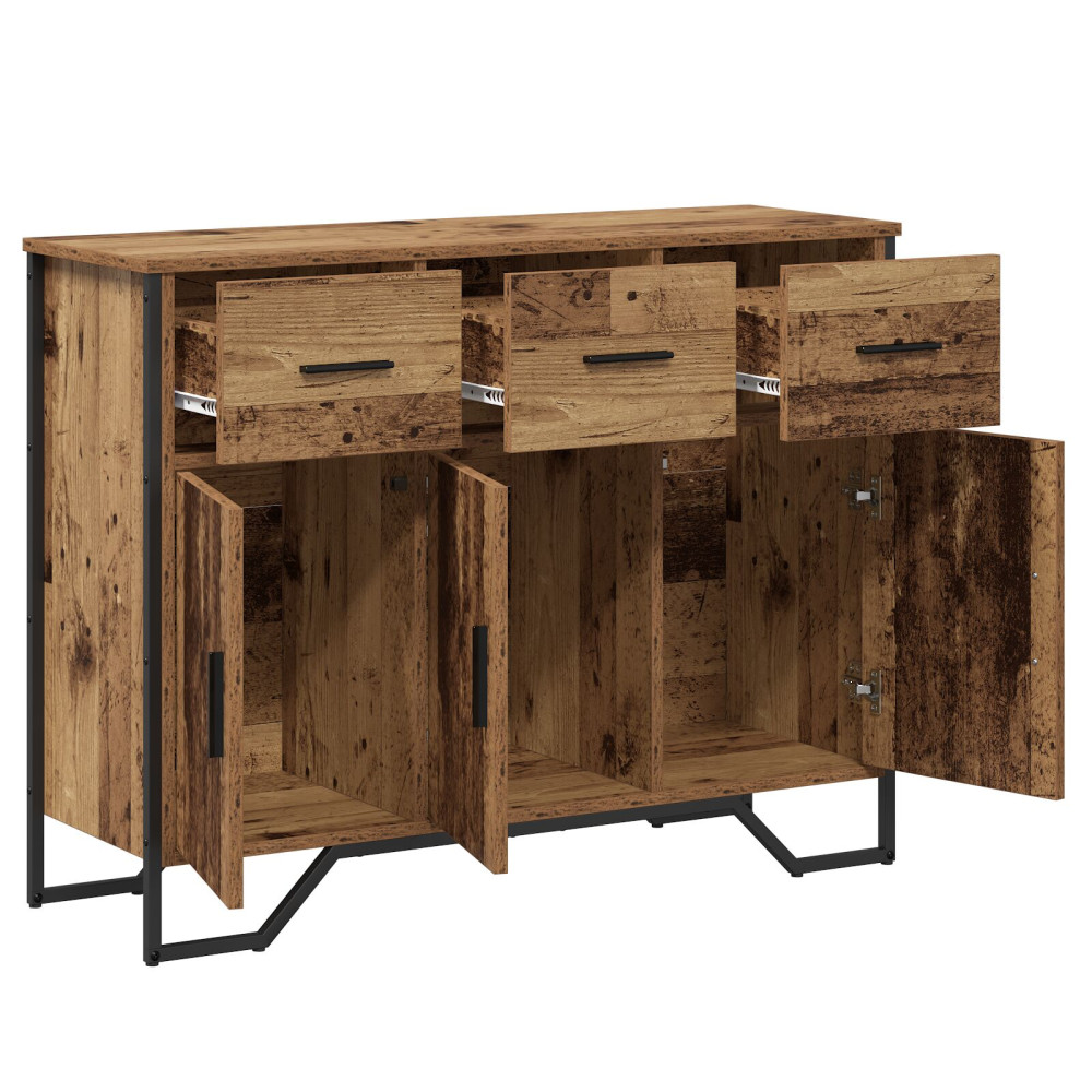 Produktbild för Sideboard med låda Gammalt trä 97 x 32,5 x 74,5 cm