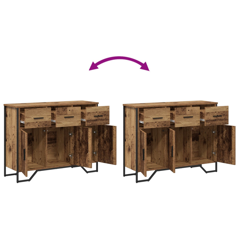 Produktbild för Sideboard med låda Gammalt trä 97 x 32,5 x 74,5 cm