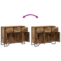 Produktbild för Sideboard med låda Gammalt trä 97 x 32,5 x 74,5 cm
