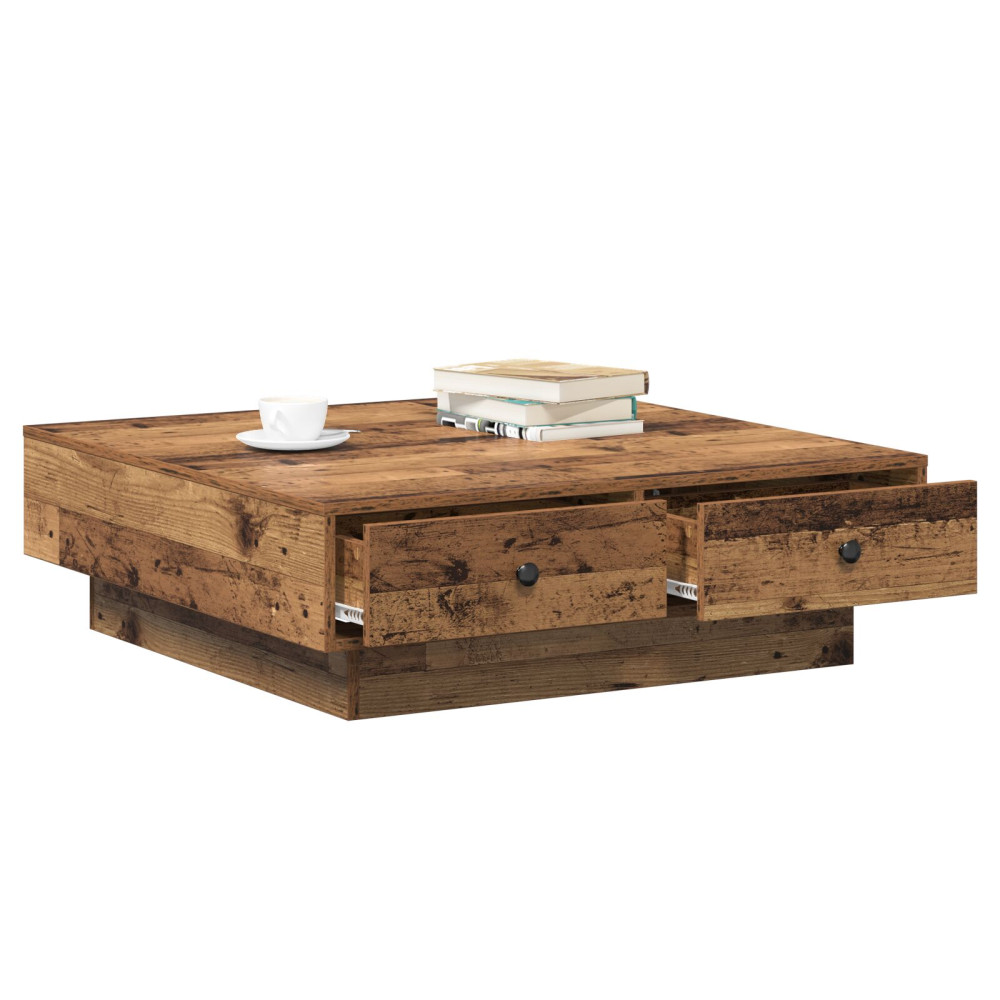 Produktbild för Kaffeebord Gammalt trä 90 x 90 x 28 cm Konstruerat trä