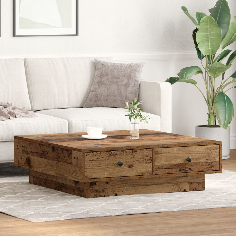 Produktbild för Kaffeebord Gammalt trä 90 x 90 x 28 cm Konstruerat trä