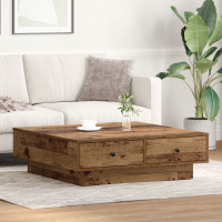 Produktbild för Kaffeebord Gammalt trä 90 x 90 x 28 cm Konstruerat trä