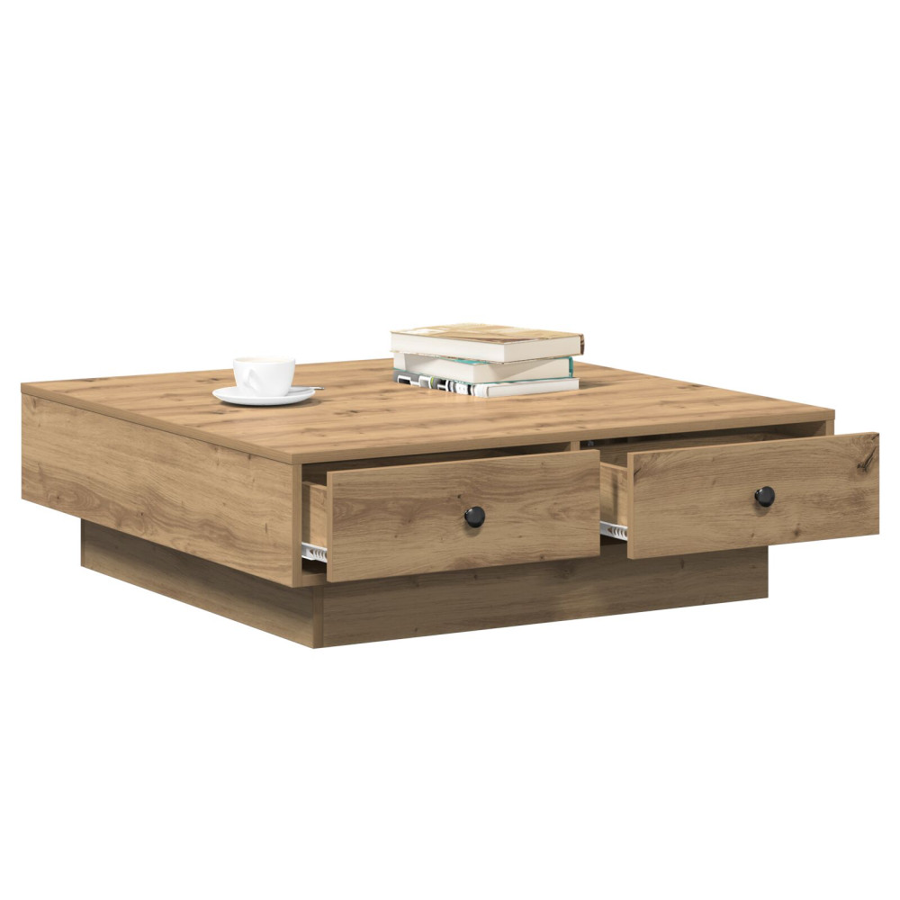 Produktbild för Kaffeebord Artisan Ek 90 x 90 x 28 cm Konstruerat trä