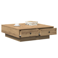 Produktbild för Kaffeebord Artisan Ek 90 x 90 x 28 cm Konstruerat trä