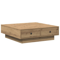 Produktbild för Kaffeebord Artisan Ek 90 x 90 x 28 cm Konstruerat trä