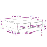 Produktbild för Kaffeebord Svart Ek 90 x 90 x 28 cm Konstruerat trä