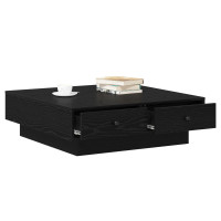 Produktbild för Kaffeebord Svart Ek 90 x 90 x 28 cm Konstruerat trä